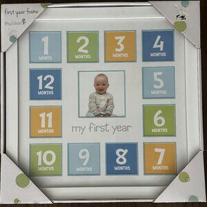 Tiny Ideas First year frame 19 x 19 inches (White frame/Blue matting)